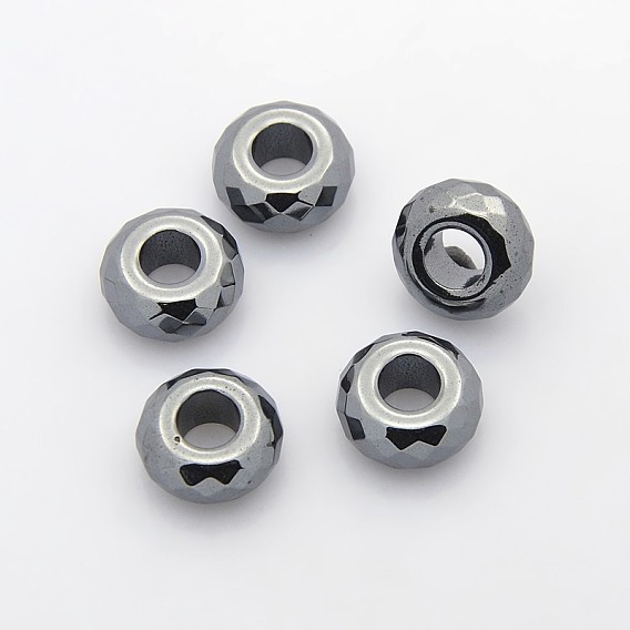 Electroplate Non-magnetic Synthetic Hematite Beads, Large Rondelle Beads, 14x7mm, Hole: 5mm