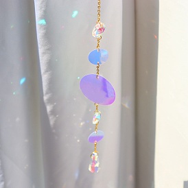 Glass Pendant Decoration, Suncatchers, with Iron Finding and Plastic