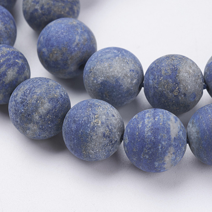 Natural Lapis Lazuli Beads Strands, Frosted, Round