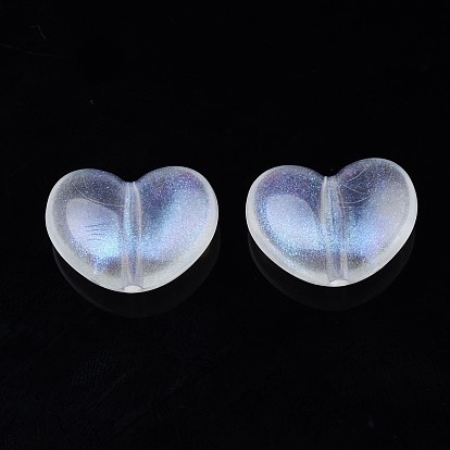 Perles acryliques transparentes, poudre de scintillement, cœur