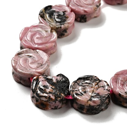 Rhodonite naturelles brins de perles, rose