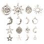 96 pcs lune et soleil et géométrie pendentifs en alliage de style tibétain, pendentifs célestes