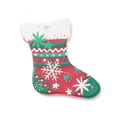 Colgantes de acrílico impresos navideños, muñeco de nieve/hombre de pan de jengibre/amuleto de calcetín navideño