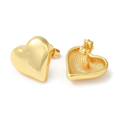 Rack Plating Brass Heart Stud Earrings