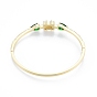 Rectangle de zircone cubique avec bracelet jonc à charnière en forme de larme, bijoux en laiton plaqué or véritable 18k pour femmes