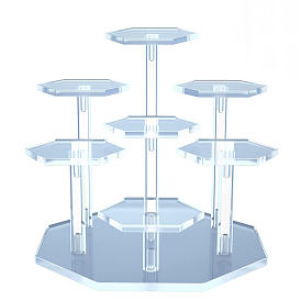Acrylic Toy Model Display Stand, with 7 Organizer Hexagon Base, for Garage Kits Display Holder