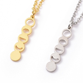Alloy Moon Phase Pendant Necklace for Women