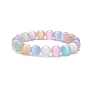 Dyed Natural Selenite Round Beaded Stretch Bracelet