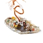 Natural Gemstone Chips and Natural Gemstone Pedestal Display Decorations, with Rose Gold Plated Brass Wires, Lucky Tree