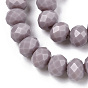 Opaque Solid Color Glass Beads Strands, Imitation Jade Beads, Faceted, Rondelle