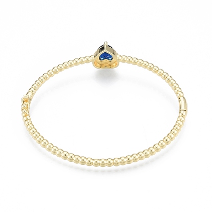 Brazalete con corazón de circonitas cúbicas, joyas de latón chapado en oro real 18k para mujer