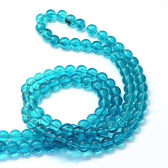Baking Painted Transparent Glass Round Bead Strands, 6.5mm, Hole: 1.5mm, about 145pcs/strand, 31.8 inch