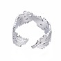 304 anillo de puño abierto de hoja de acero inoxidable, anillo grueso para mujer