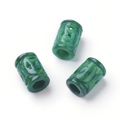 Perles européennes de jade birman / jade birman, Perles avec un grand trou   , teint, colonne