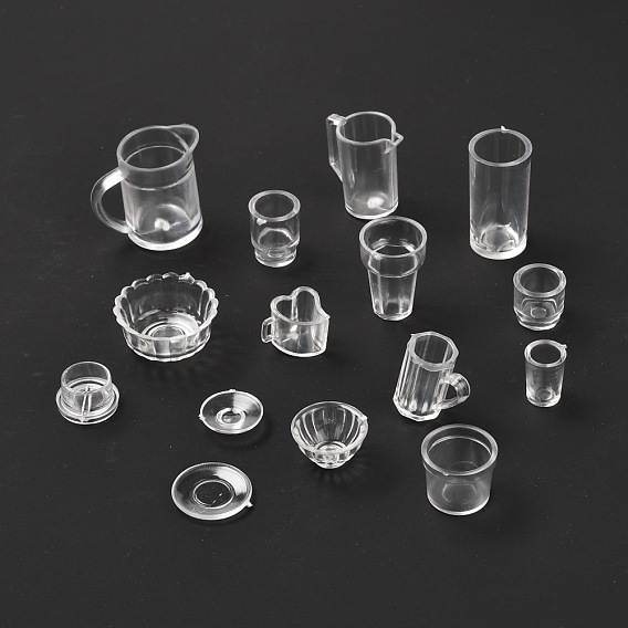15 ensemble de gobelets de jeu en plastique transparent, tasses miniatures de simulation, jouets pour enfants