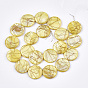 Freshwater Shell Beads Strands, Dyed and Drawbench, Flat Round