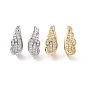 Rack Plating Brass Micro Pave Cubic Zirconia Hoop Earring Findings with Latch Back Closure, with Vertical Loops, Wings, Cadmium Free & Lead Free
