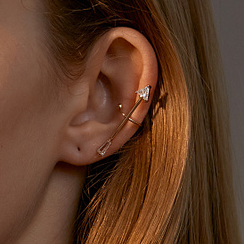 Chic and Versatile Zircon Arrow Ear Cuff - Single Clip-On Earring for Non-Pierced Ears