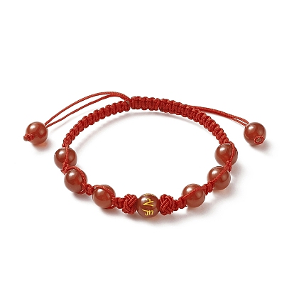 Bracelet de perles tressées rondes en pierres précieuses naturelles, bracelet réglable ohm/aum pour femme