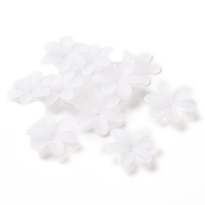 6-Petal Transparent Acrylic Bead Caps, Frosted, Flower