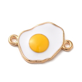 Alloy Enamel Poached Egg Connector Charms, Light Gold
