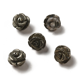 Natural Pyrite Carved Flower Beads, Rose