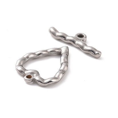 304 Stainless Steel Toggle Clasps, Wavy Heart