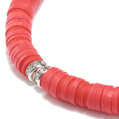 6 pcs 6 couleurs ensembles de bracelets extensibles faits à la main en argile polymère heishi surfeur, bijoux preppy pour femme