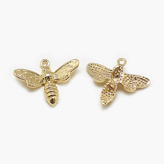 Brass Charms, Bee, Real 18K Gold Plated