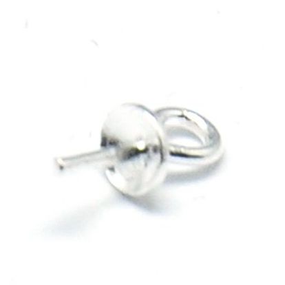 925 Sterling Silver Pendant Bails, for Half Drilled Beads, 6.5x3mm, Hole: 1mm, Pin: 0.7mm
