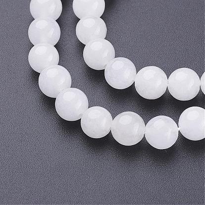 16 inch  Natural Gemstone Beads Strands, Round, white Jade, 6mm, Hole: 0.8mm, about 64pcs/strand