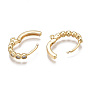 Brass Huggie Hoop Earring Findings, with Cubic Zirconia and Loop, Nickel Free, Real 18K Gold Plated, Clear