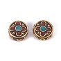 Handmade Indonesia Beads, with Brass Findings, Flat Round