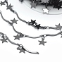 Brass Scalloped Bar Chains, with Spool, Star Charms, Long-Lasting Plated, Lead Free & Cadmium Free, Soldered