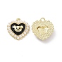 Alloy Enamel Pendants, with ABS Plastic Imitation Pearl, Cadmium Free & Lead Free, Light Gold, Heart with Bear