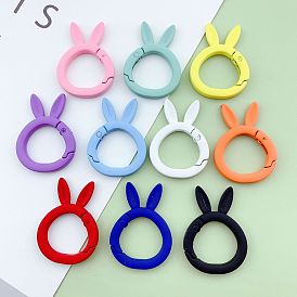 Baking Painted Frosted Alloy Spring Gate Rings, Rabbit