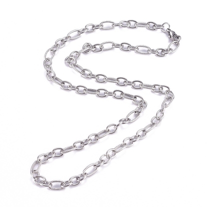 304 Stainless Steel Figaro Chains Necklaces, with Lobster Claw Clasps