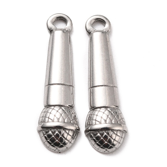 304 Stainless Steel Pendants, Textured, Microphone