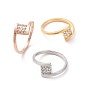 Crystal Rhinestone Square Finger Ring, 304 Stainless Steel Jewelry for Women
