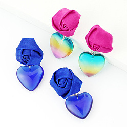 Vintage Floral Rose Heart Earrings for Women - Creative Minimalist Fashion Jewelry