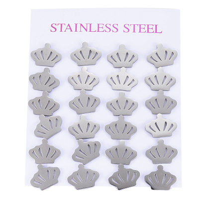 304 Stainless Steel Stud Earrings, Hypoallergenic Earrings, Crown