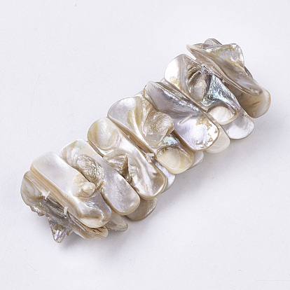 Eau douce shell perles bracelets extensibles, rectangle