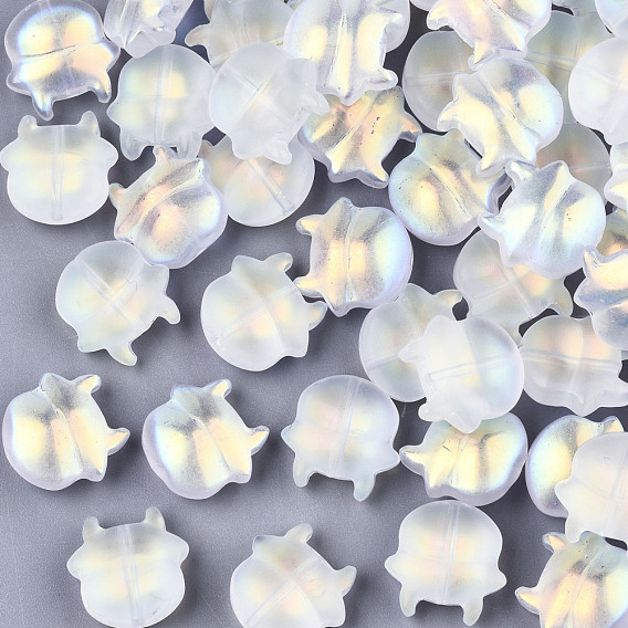 Perles de verre peintes par pulvérisation transparent, de couleur plaquée ab , givré, vache