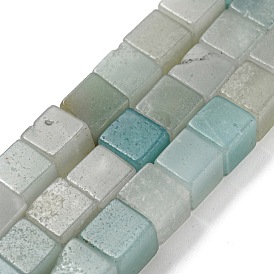 Natural Flower Amazonite Beads Strands, Cube