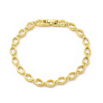 Bracelet chaîne à maillons en forme de larme avec zircon cubique transparent, bijoux en laiton de placage de rack pour les femmes, sans cadmium et sans plomb
