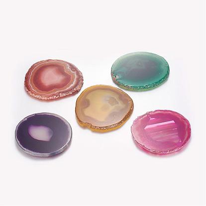 Natural Agate Pendants, Dyed & Heated, Oval
