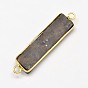Rectangle Electroplated Natural Druzy Crystal Agate Links Connectors, with Golden Plated Brass Findings, 40~45x10~13x5~9mm, Hole: 2mm