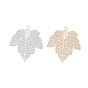 Brass Filigree Big Pendants, Etched Metal Embellishments, Long-Lasting Plated, Maple Leaf