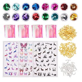 Olycraft DIY UV Resin, Epoxy Resin, Pressed Flower Jewelry, with Alloy Links, Open Back Bezel, Alloy Cabochons, Plastic Picture Stickers, Nail Art Decal Stickers, Paillette Beads