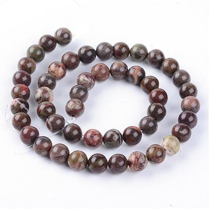 Natural Flower Agate Beads Strands, Round, Dyed